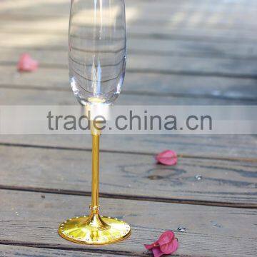 unique high quality toasting wine glasses set gold metal stem champagne flutes/couples wedding goblet gift drinking glasses cup