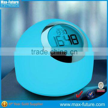 New Product Chargeable Colorful LED Touch Dimmer Table Lamp with Alarm Clock