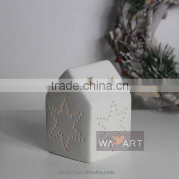 Star Dots Ceramic House Candle Holder for Tealight