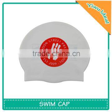 Promotion Logo Printing Ear White Silicone Swim Caps