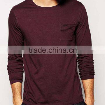 Advertising campaign wholesale quality t shirt men plain long sleeve t shirt with pocket