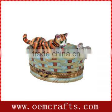 New handmade lovely cat with mouse Jewelry Box