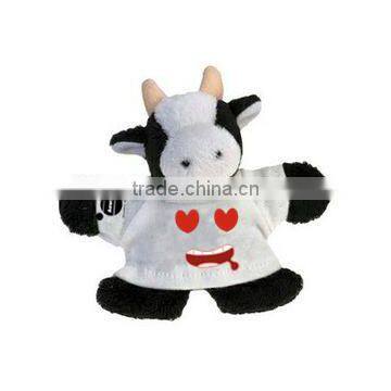 Logo custom cow plush magnet with t-shirt imprinted plush custom cow plush magnet with t-shirt bandana t-shirt ribbon mascot toy