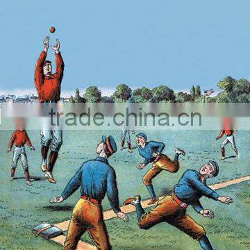 Leaping Catch on the Baseball Diamond 12x18 Giclee on canvas