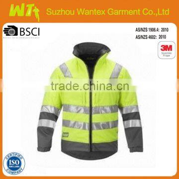 high visibility reflective safety heavy military warming winter men jacket parka meet EN20471/343