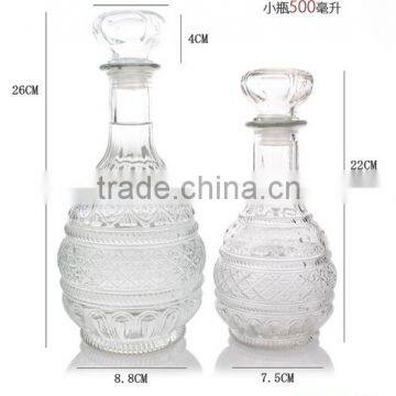 Embossed Europe Glass Vodka Bottle With Glass Lid photo-3