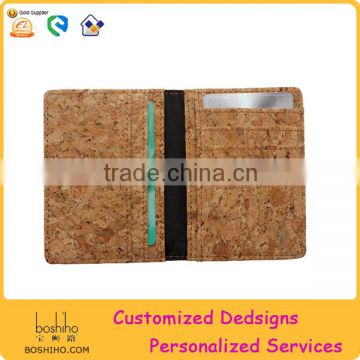 BOSHIHO Eco Friendly Material Cork Leather Fabric natural Cork Card Holder