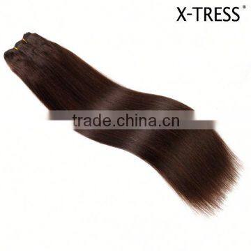 18inch 2# newest natural black silk straight indian human hair double layer machine made weft weaving