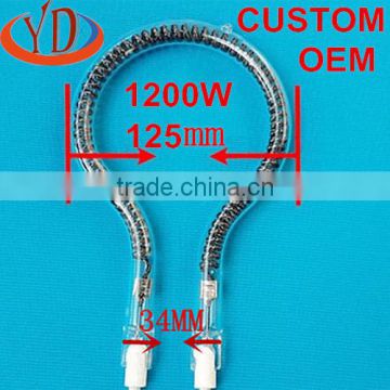 carbon fiber infrared heater lamp quartz infrared heating element racket shape 125mm diameter 1200W