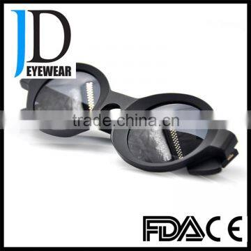 Round Matte Black Retro Sunglasses