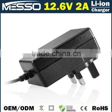 12.6V 2A Li-ion Battery Charger 100-240V 50-60Hz Charger 12.6V 2A Lithium Battery Charger