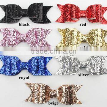 New designsequin fabric bowknot-handmade glitter slender hair bows-decorative clips bows