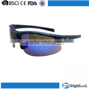 Trendy design retro men women half rim protective sports custom logo reflective blue lens sunglasses goggles