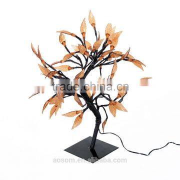 HomCom Brown 1.5ft Golden LED Walnut Leaf Tree