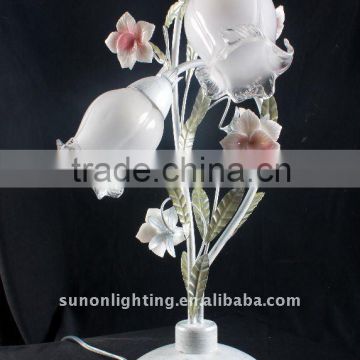 Natural double glass shade metal art table lamp