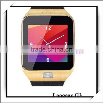 G3 1.63" MTK6260 Single Core 360MHz 128MB and 64MB Cheap Smart Watch Bluetooth Phone Golden