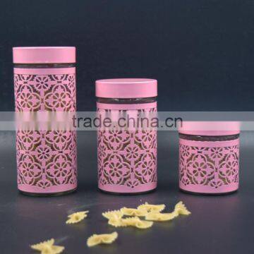 Pink Cutout Coat Screw Lid Glass Canister photo-2