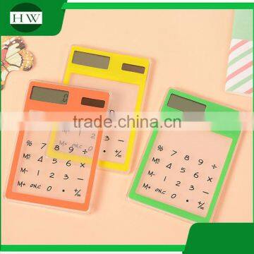 Promotion Clear Eco Portable Plastic Mini Ultrathin Square Pocket Solar Scientific Touch Screen Counter Calculator photo-2