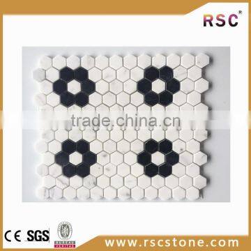 White Hexagon Marble Mosaic Tile photo-2
