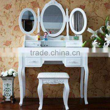 Wooden Dresser With Mirror// Wood Vanity Mirror and Bench Set photo-4