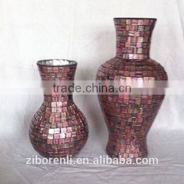 Color Mosaic Modern Flower Vase Tall Glass photo-3