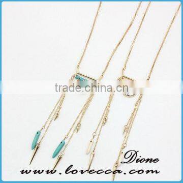 Fashion Wholesale Handmade Gemstone Long Chain Tassel Charm Necklace photo-4