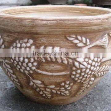 Indoor wash vase - Indoor pottery with round rim and pattern outside