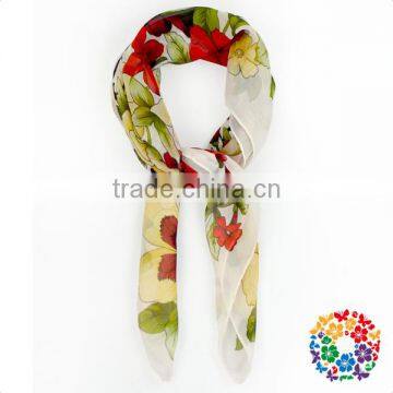 Spring Stylish Fashion Chiffon Scarf Cheap Flower Print Lady Scarf