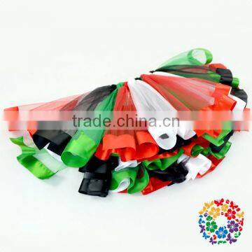 Red White And Green Christmas Girl Skirt Posh Design For Girl's Tulle Skirt Handmand Vogue Chiffon Tulle Skirt For Girl