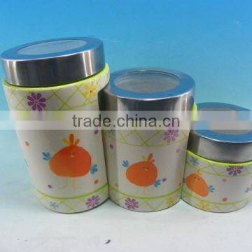 3Asst ceramic easter canister