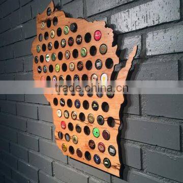 Best Selling Wood Beer Laser Craft Cap Maps for Bar Deco photo-2