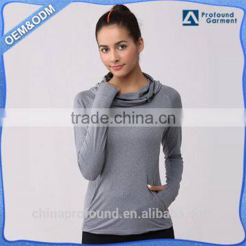 Wholesale Dry Fit Hoodies Lady Womens Polyester Sport Hoodies Wear