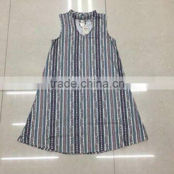 women fashion sleeveless stripe full print flare dress