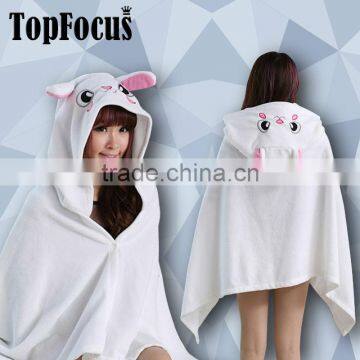 Wholesale Flannel Fleece Cartoon Bunny Hooded Winter Fleece Thick Sex Women Thermal Robe