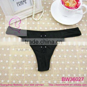 Shiny rhinestone balck tight thongs BW36027