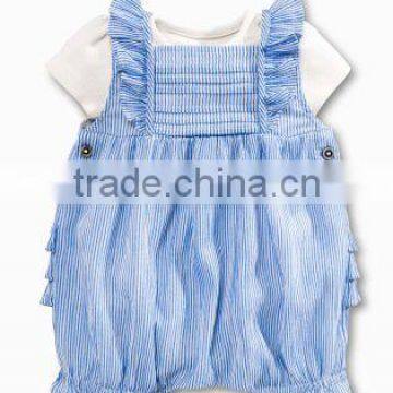 2017 wholesale stripe newborn baby clothes organic cotton childrens boutique ruffle clothing toddler romper