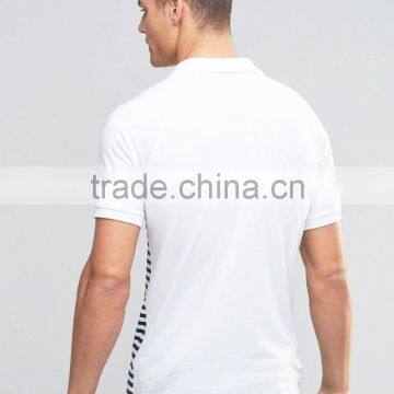 MGOO Customzied Black And White Stripe Polo Shirts Short Sleeves Muscle Shirts In Rib photo-3