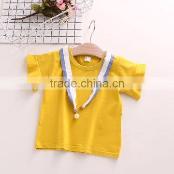 Summer Child Clothes Set Girls Clothing Flying Sleeves Round Neck t Shirt Baby Striped Wide Leg Pants Two Piece photo-3