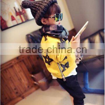 1100% Cotton Kids Boys Print Stars Winter Hoodies and Two Sides Zip up Hoodies photo-4