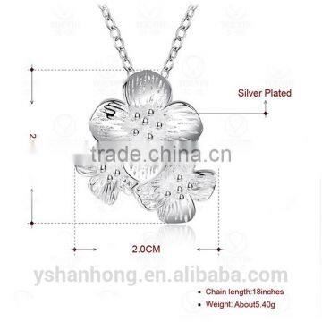 Fashion 925 Silver Flower Pendant Necklace photo-4