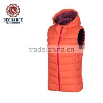 fashion woman winter portable warm hooded goose down vest for wholesale waistcoat