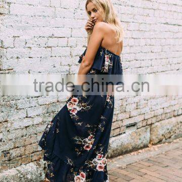 Off Shoulder Ruffle Long Maxi Dress Floral Print Summer Beach Dress Apparel photo-4