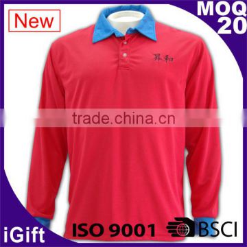 wholesale contrast color long sleeve polo