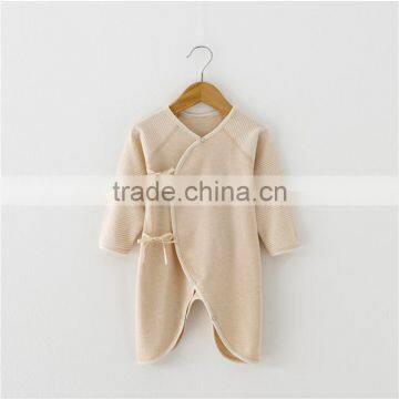 Wholesale 100% Organic Cotton Baby Clothes Newborn Romper Long Sleeves Plain Blank Baby Bodysuit photo-3