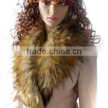 Customized wholesale Faux Fox Fur Collar / Trimming / Raccoon Fur Strip For Jacket Hood