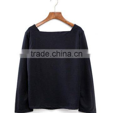 2017Spring New Arrivals Ladies Neavy Blue Striped Long t Shirts for Whoelsales photo-3