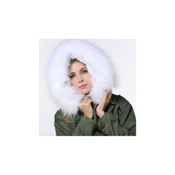 High Quality Beading Outerwear Women Fur Parka With White Raccoon Fur photo-3