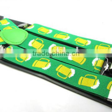 Women's/Men's Adjustable Clip-on Unisex 3.5cm Suspenders Green Yellow Deutsch Wein und Bier-Festivals 2016