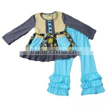 Girls Boutique Fall And Winter Ruffles Outfits 2017 Cotton Fashion Outfits photo-2