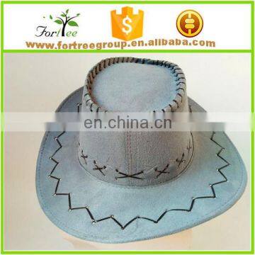 High Quality Wide Brim Leather Cowboy Hats Blanks for Men photo-5
